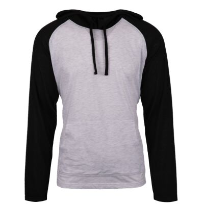 Adult Raglan Sleeve Striped Jersey Hooded T-Shirt Thumbnail