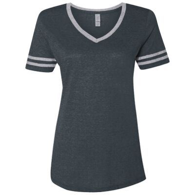 Ladies' TRI-BLEND Varsity V-Neck T-Shirt Thumbnail