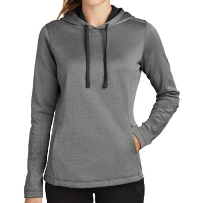 Ladies PosiCharge ® Sport Wick ® Heather Fleece Hooded Pullover Thumbnail