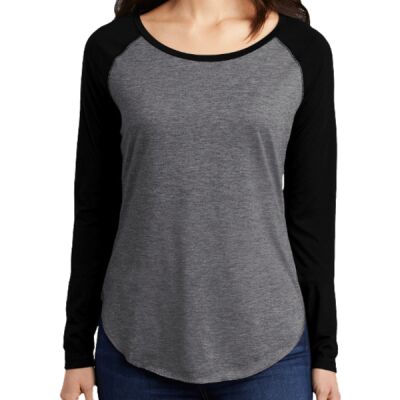 Ladies PosiCharge ® Long Sleeve Tri Blend Wicking Scoop Neck Raglan Tee Thumbnail