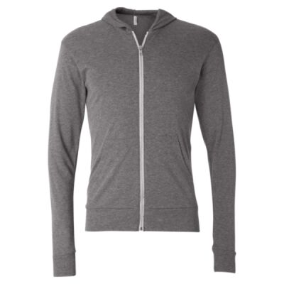 Unisex Triblend Lightweight Hooded Full-Zip Tee - 3939 Thumbnail
